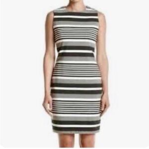 Calvin Klein Striped Black and White Sleeveless Sheath Dress, Size 10